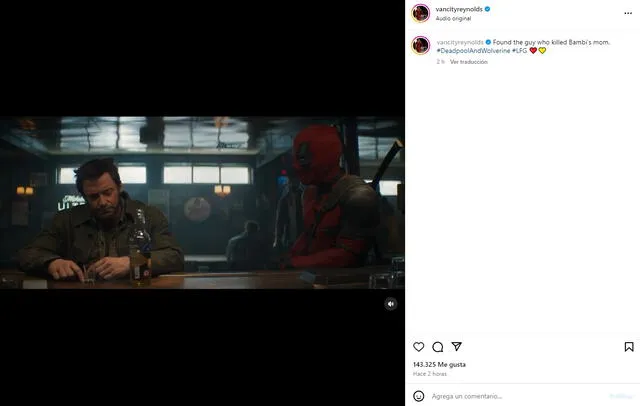  Ryan Reynolds comparte tráiler en su cuenta oficial de Instagram. Foto: captura de Instagram de Ryan Reynolds   