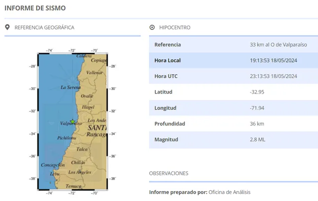  Sismo en Chile. Foto: CSN   