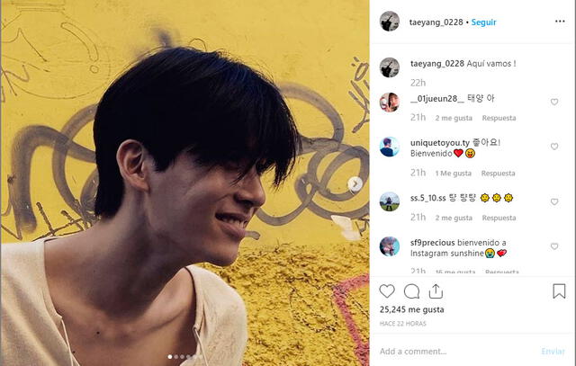 Taeyang del grupo kpop SF9 apertura su cuenta en Instagram