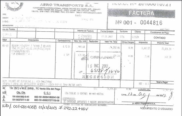 Obrainsa con documentación señala que pagó vuelo charter para el Gobierno Regional de Moquegua por pedido de Martín Vizcarra. Fotos: Panorama