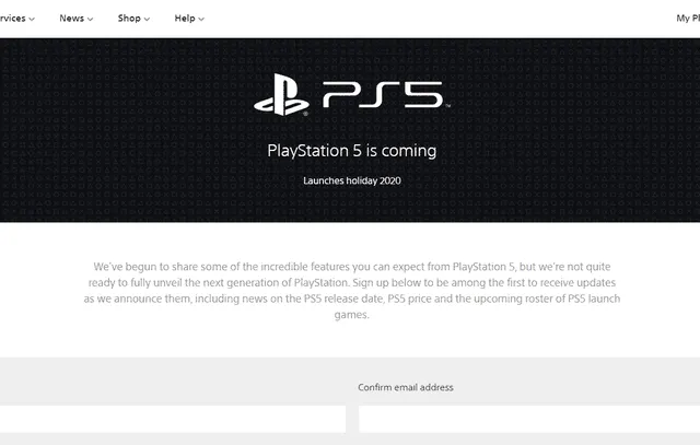 Web oficial de PS5 anunciado por Sony. Foto: Captura.