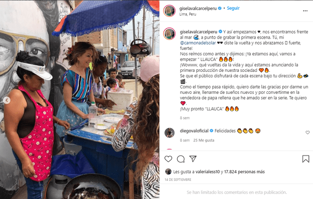 Gisela Valcárcel interpretó a una vendedora de papa rellena en la serie LLauca. Foto: Gisela Valcárcel/Instagram
