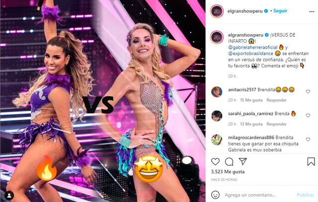 Este sábado 11 de setiembre se enfrentarán Gabriela Herrera y Brenda Carvalho en un duelo de baile. Foto: Reinas del show / Instagram