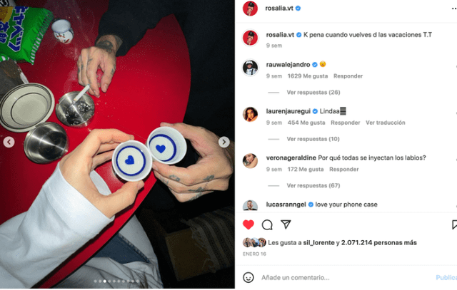  Pistas de la fecha en que se dio la pedida de mano de Rosalía. Foto: Instagram   