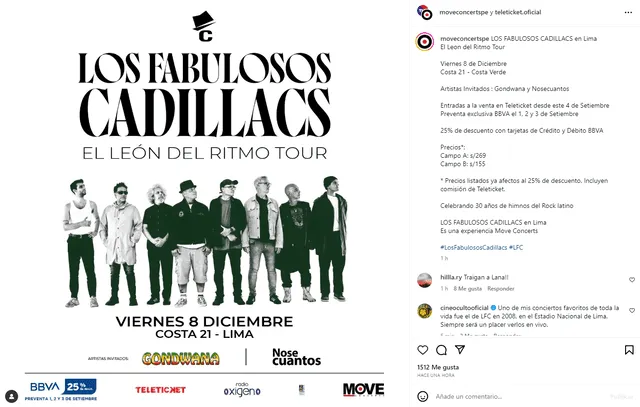 Los Fabulosos Cadillacs en Lima. Foto: MoveConcerts 