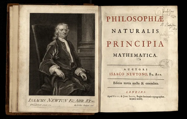  La obra máxima de Isaac Newton estaba compuesta por tres volúmenes. Todos fueron escritos en latín. Foto: Wadham College Library   