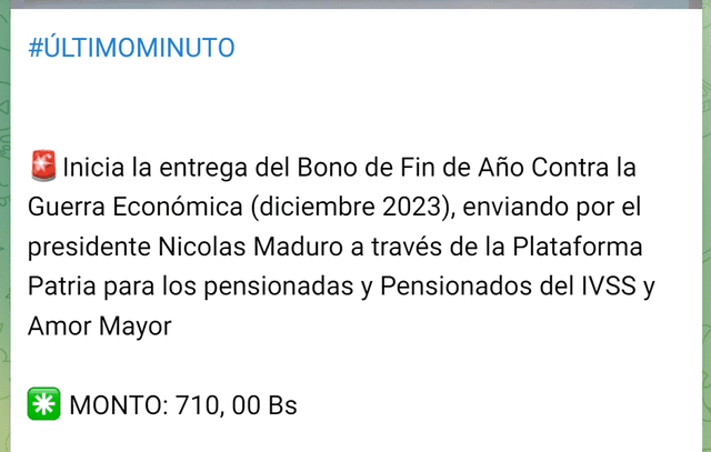 Pago bono fin de año | Canal Patria | bonos Venezuela