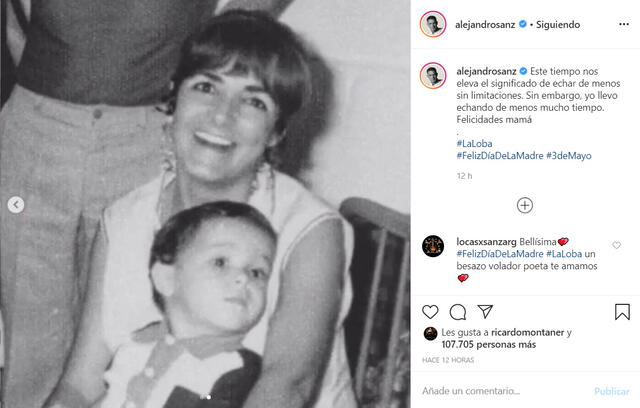 La conmovedora publicación de Alejandro Sanz en Instagram por el Día de la Madre.