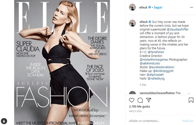 Claudia Schiffer en la portada de la revista ELLE.