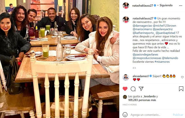 Natasha Klauss compartió foto del reencuentro de los actores de Pasión de gavilanes. Foto: @natashaklauss27/Instagram