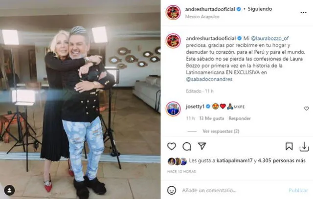 Andrés Hurtado emocionado por ver a Laura Bozzo en México. Foto: captura/Instagram