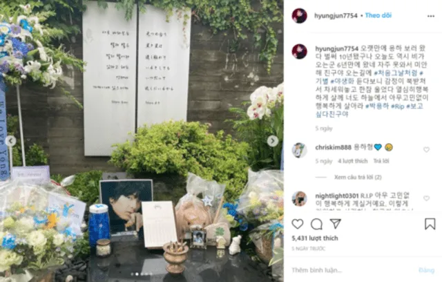 30.6.2020. Post de Kim Hyung Jun recordando a Park Yong Ha. Crédito: Instagram