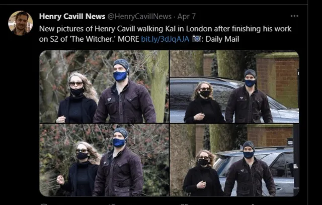El medio Daily Mail publicó las fotos de Henry Cavill en Londres. Foto: Captura/Twitter