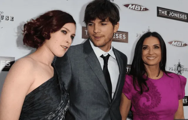 Rumer Willis, Ashton Kutcher y Demi Moore.