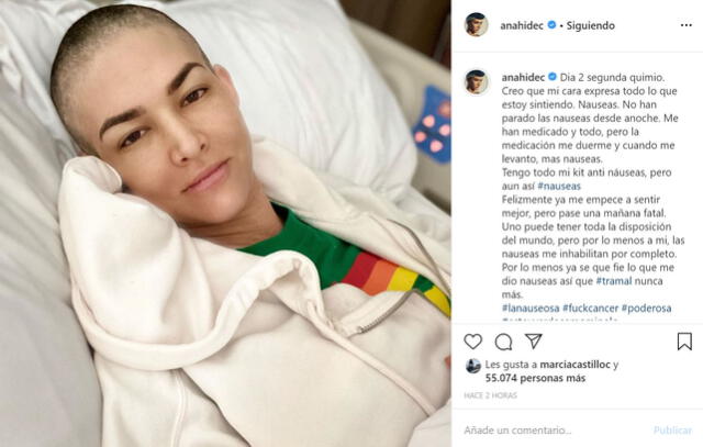 Anahí de Cárdenas tras segunda quimioterapia.