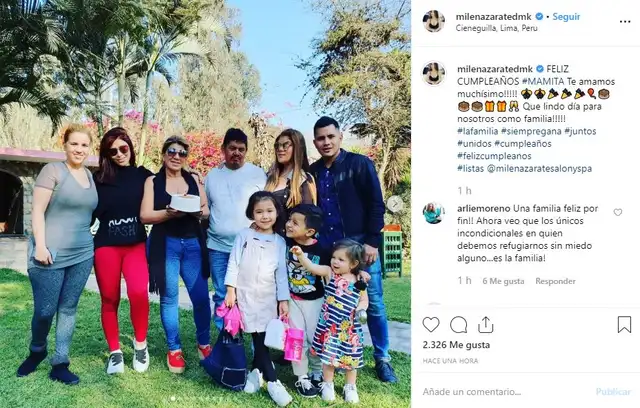 Milena Zárate y su familia. Fuente: Instagram. Milena Zárate y su familia. Fuente: Instagram.