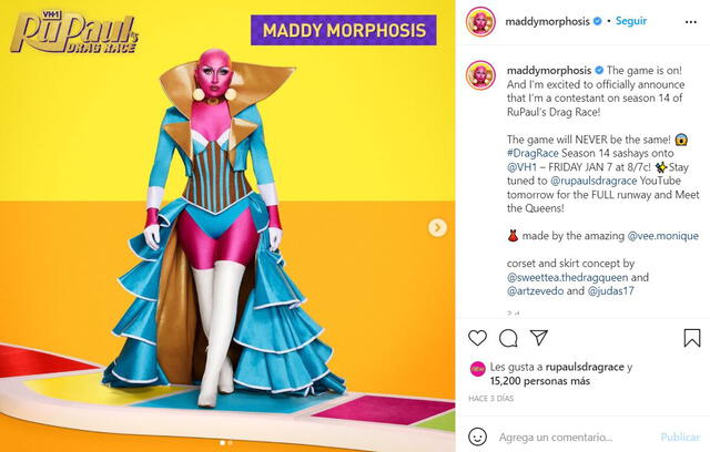 Maddy Morphosis para RuPaul's Drag Race 14. Foto: @maddymorphosis