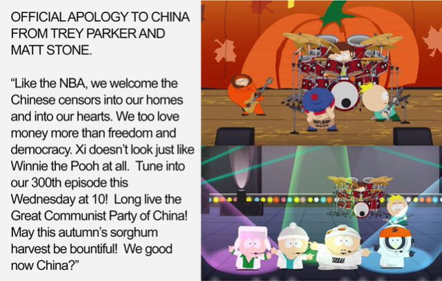 South Park fue censurada en China, pero creadores responden