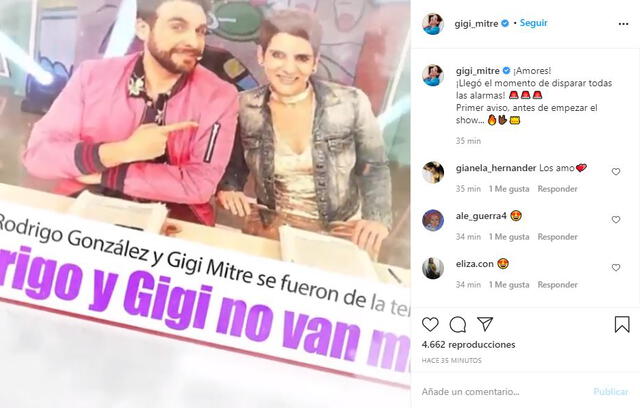 Rodrigo González y Gigi Mitre presentan promoción de su nuevo programa en Instagram