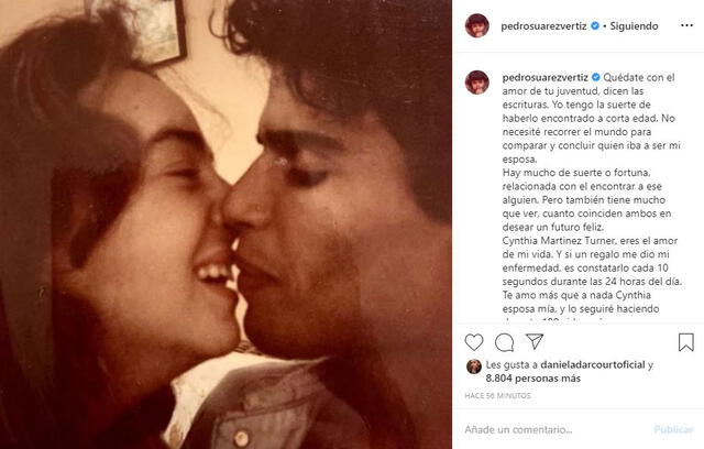Pedro Suárez Vértiz dedica mensaje a su esposa en Instagram