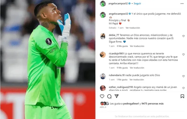  Jugadores del cuadro íntimo desactivan comentarios en redes. Foto: Instagram/ Ángelo Campos   