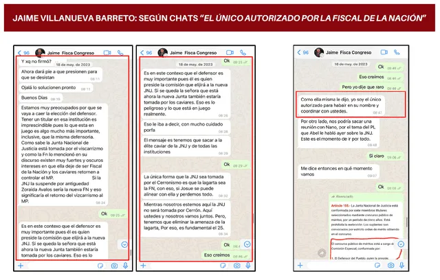Foto: chats que involucran a Villanueva/ La República   