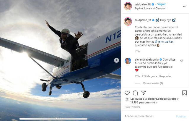 Said Palao celebra su nuevo logro “Oficialmente un paracaidista”