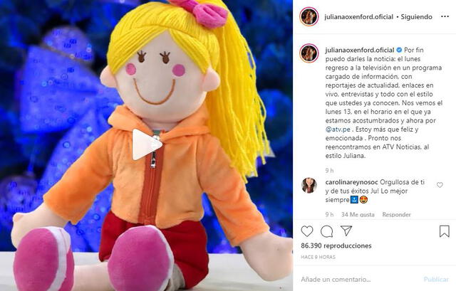 Juliana Oxenford anuncia su ingreso a ATV en Instagram