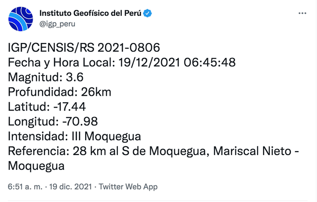 Sismo Moquegua.