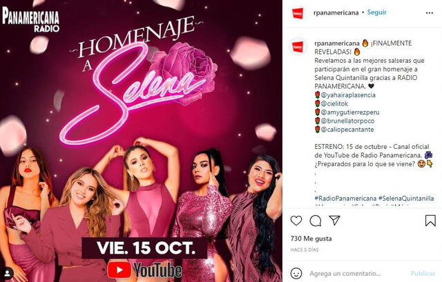 Salseras rendirán homenaje a Selena Quintanilla. Foto: Radio Panamericana/ Instagram