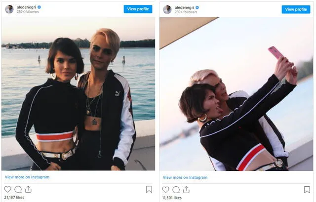 18.4.2018 | Alessandra Denegri se encuentra con Cara Delevingne en Venecia. Foto: Alessandra Denegri/Instagram