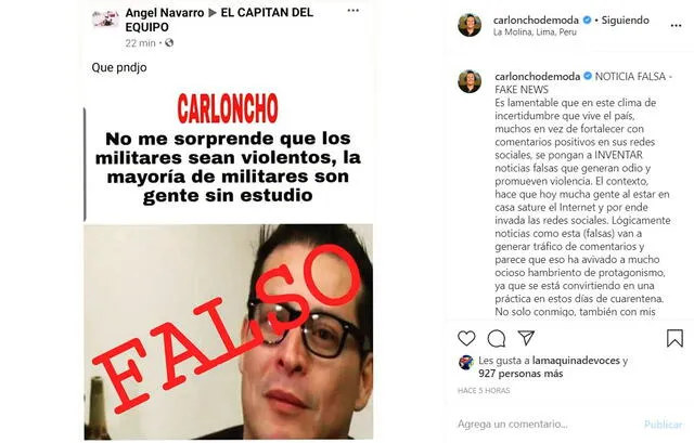 'Carloncho' desmiente 'fake new' en Instagram