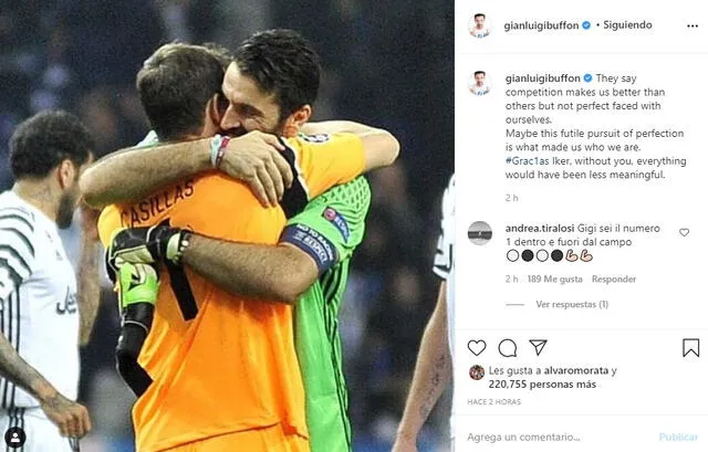Buffon despide a Iker Casillas con conmovedor mensaje
