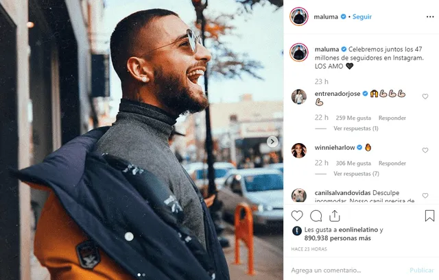 Maluma celebra sus 47 millones de Instagram