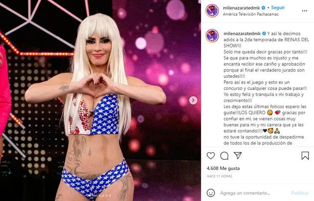 Milena Zárate le dijo adiós a la segunda temporada de Reinas del show.