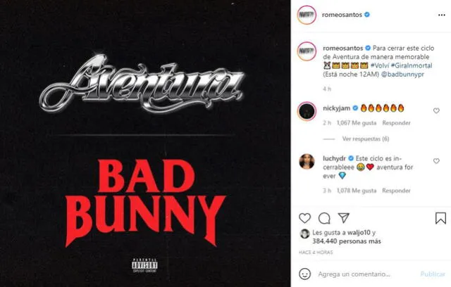 Romeo Santos anunció lanzamiento de nuevo tema al lado de Aventura y Bad Bunny.