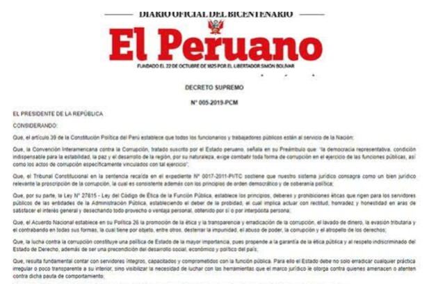 Decreto: "El Peruano"