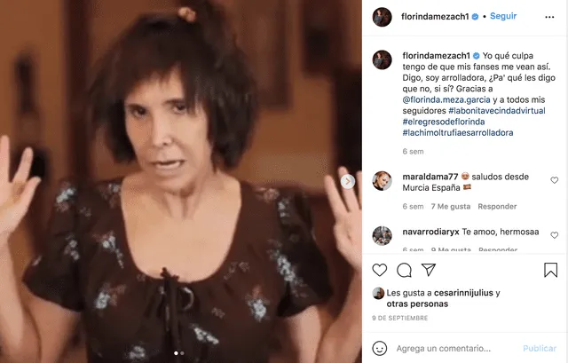 Florinda Meza recuerda su enigmático personaje en una publicación de Instagram