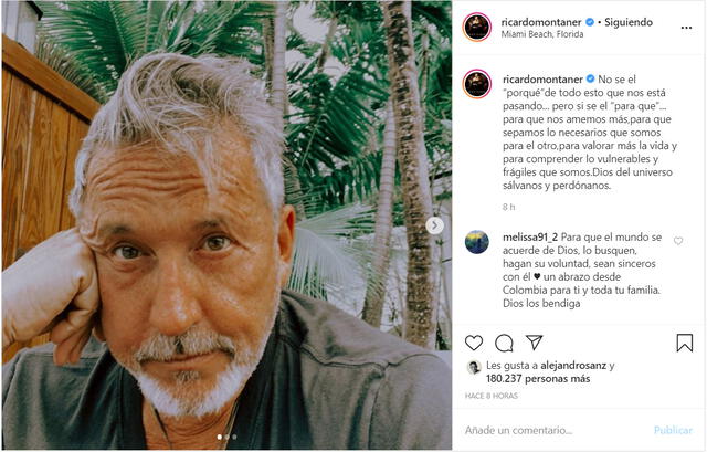 La publicación de Ricardo Montaner en Instagram.