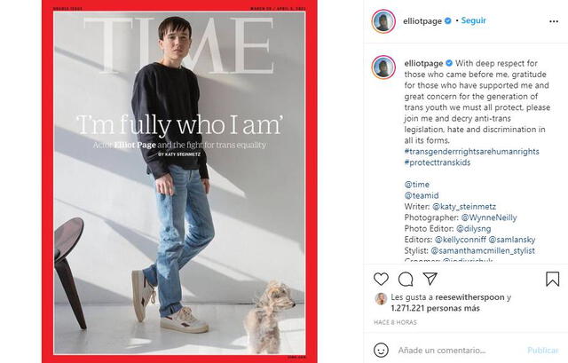 Elliot Page protagoniza por primera vez la portada de la revista Time