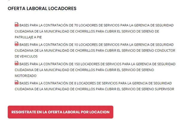 Ofertas laborales. Foto: Municipalidad de Chorrillos