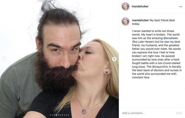 La esposa de Jon Huber anunció la muerte de Brodie Lee en su Instagram