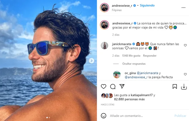 Janick Maceta comenta foto de Andrés Wiese. Foto: captura/Instagram
