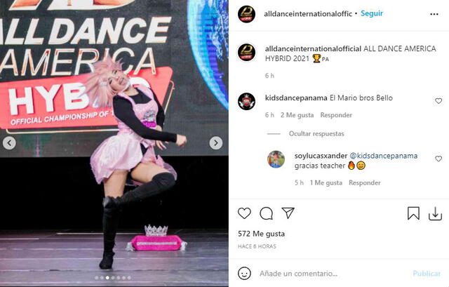 All dance America reconoce triunfo de Alondra Huarac. Foto: captura/Instagram