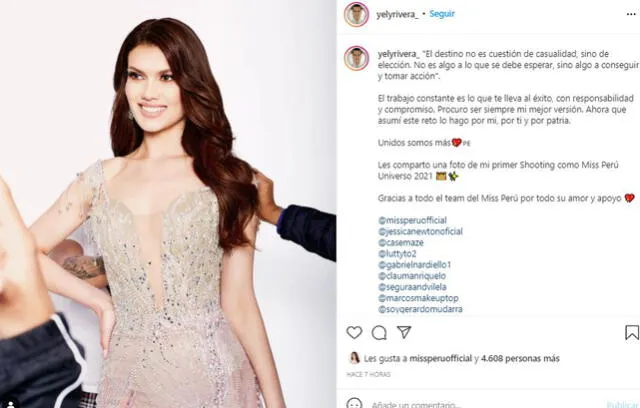 Yely Rivera y su compromiso con el Miss Perú. Foto: Instagram