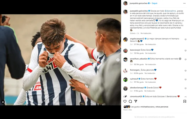 Juan Pablo Goicochea a través de sus redes sociales. Foto: captura de Instagram. Juan Pablo Goicochea a través de sus redes sociales. Foto: captura de Instagram.