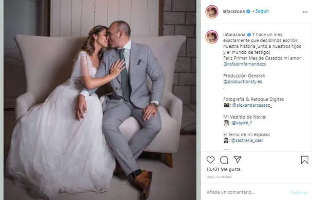 Karla Tarazona y Rafael Fernández celebraron un mes de casados