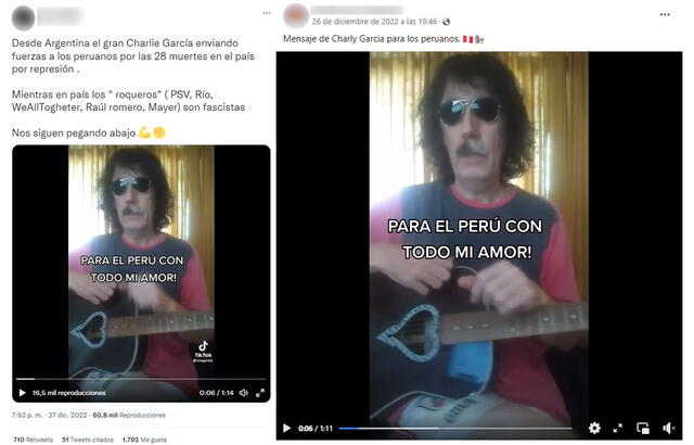Video en el que aparece supuestamente Charly García. Foto: capturas en Twitter y Facebook.