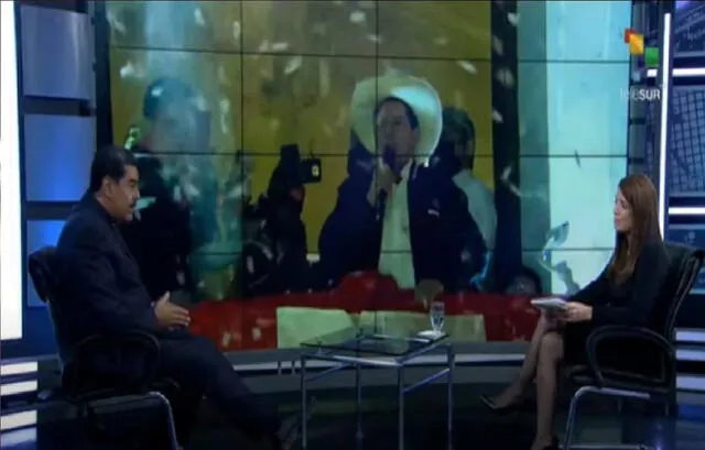 Maduro habla de Castillo en una entrevista transmitida por el canal Telesur. Foto: captura video/Telesur