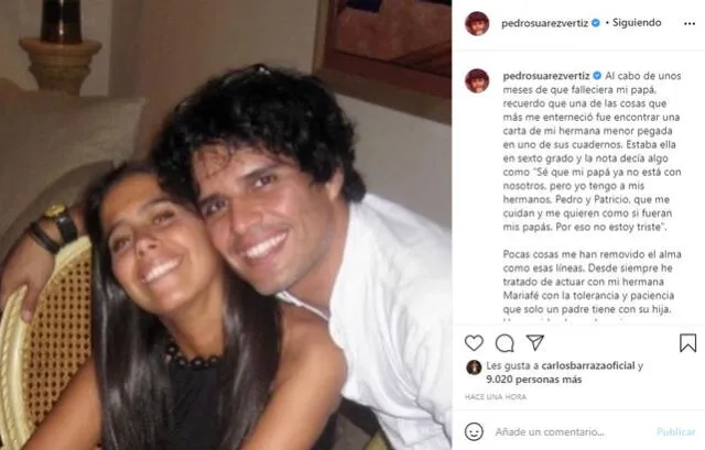 Pedro Suárez Vértiz dedica emotivo mensaje a su hermana
